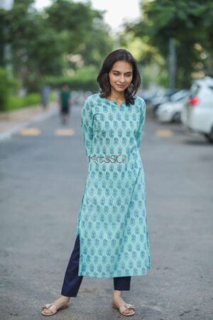 Image for Taf12 Electric Blue Handblock Kurta Featured