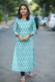 Image for Taf12 Electric Blue Handblock Kurta Front