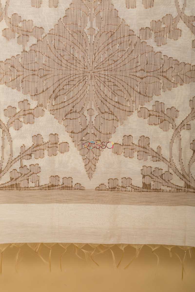 Image for Kudu Cream Beige Chanderi Dupatta Closeup