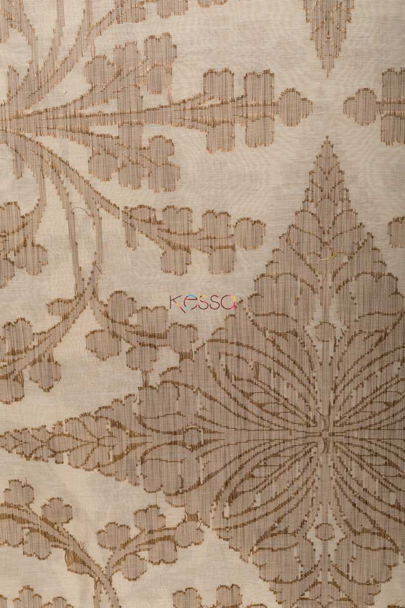 Image for Kudu Cream Beige Chanderi Dupatta Closeup