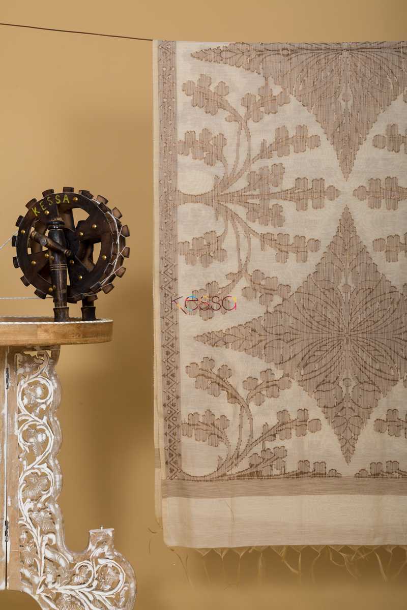 Image for Kudu Cream Beige Chanderi Dupatta Front