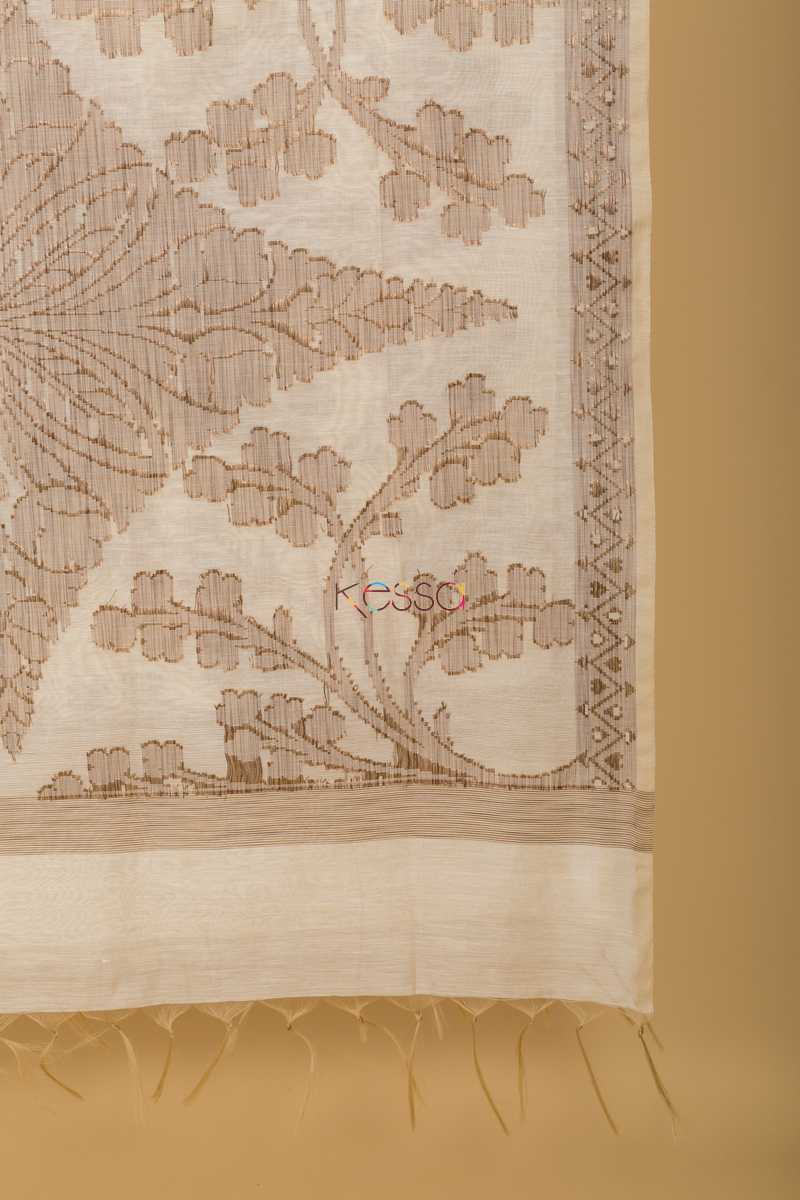 Image for Kudu Cream Beige Chanderi Dupatta Side