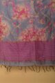 Image for Kusvaa Kudu Grey Pink Batik Chanderi Dupatta Front
