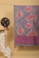 Image for Kusvaa Kudu Grey Pink Batik Chanderi Dupatta Side