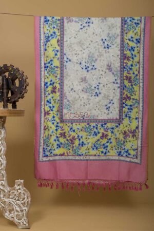 Image for Kusvaa Kudu51 Pink Floral Print Dupatta Featured