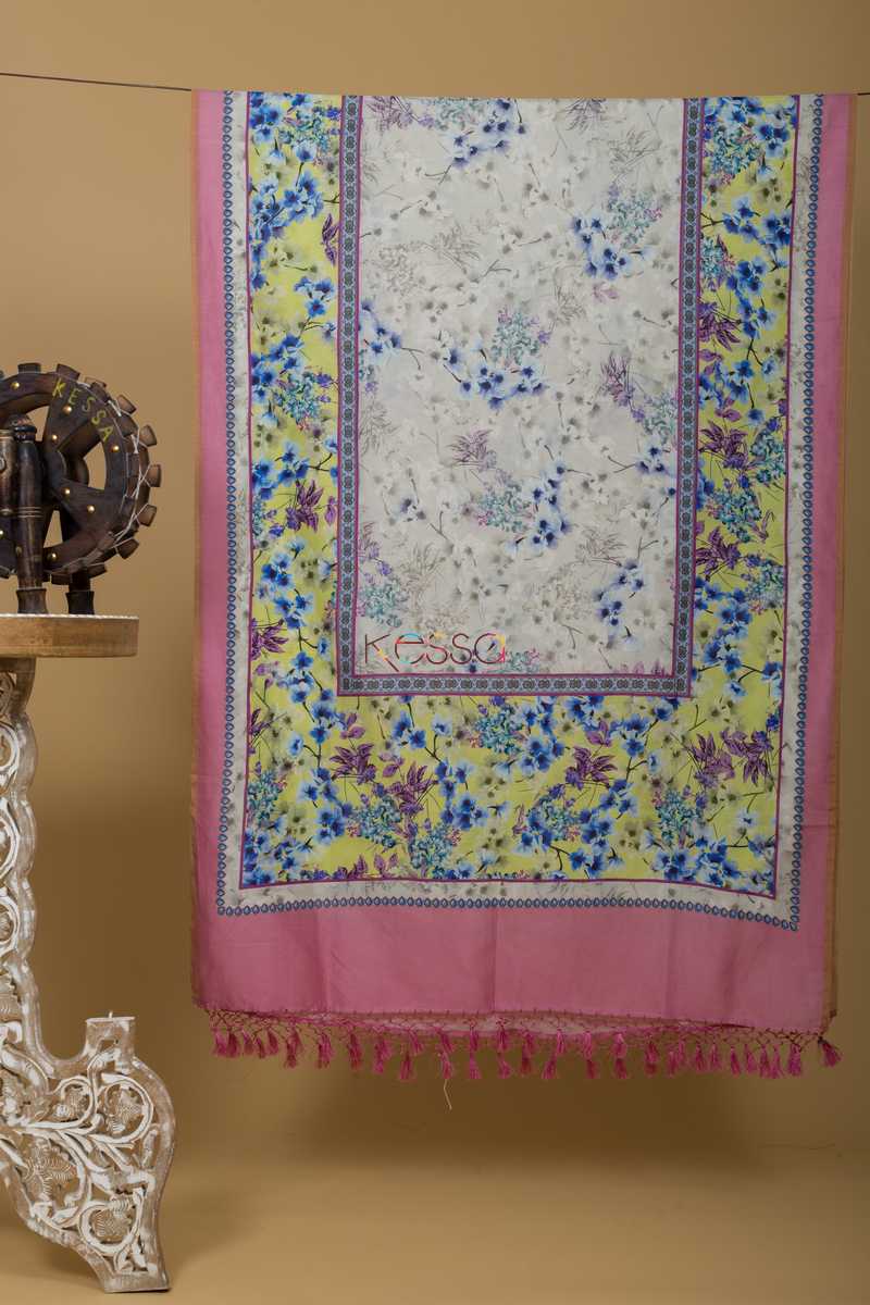 Image for Kusvaa Kudu51 Pink Floral Print Dupatta Featured