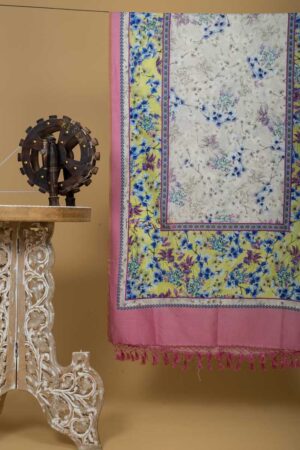 Image for Kusvaa Kudu51 Pink Floral Print Dupatta Front