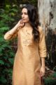 Image for Kusvaa Ws Oat Beige Banarasi Brocade Straight Kurta Closeup