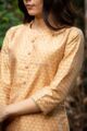 Image for Kusvaa Ws Oat Beige Banarasi Brocade Straight Kurta Closeup