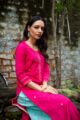 Image for Ws Pink Mahi Silk Sitara Work Straight Kurta Side