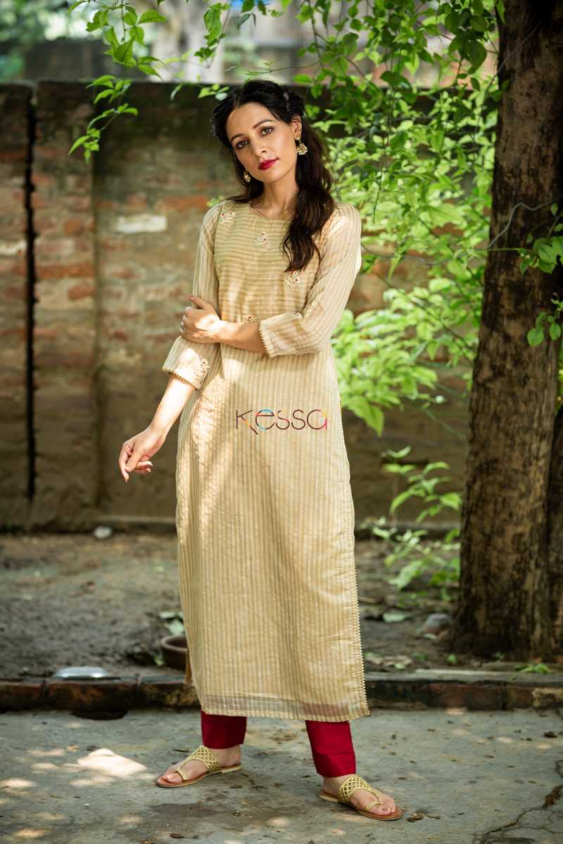 Image for Ws Hazelwood Chanderi Khadi Straight Kurta Front