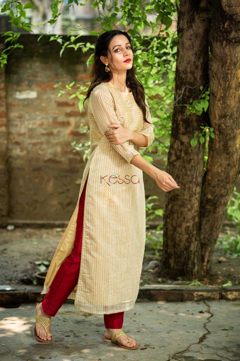 Image for Ws Hazelwood Chanderi Khadi Straight Kurta Side