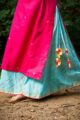 Image for Wsplazo Arctic Blue Pink Leheriya Cotton Palazzo Closeup