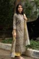 Image for Kusvaa Kuoj80 Cedar Brown Yellow Kurta Pant And Dupatta Set Front