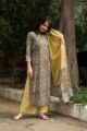 Image for Kusvaa Kuoj80 Cedar Brown Yellow Kurta Pant And Dupatta Set Side