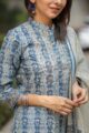 Image for Kusvaa Kuoj82 Glacier Blue And Beige Kurta Dupatta Set Closeup 2