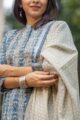 Image for Kusvaa Kuoj82 Glacier Blue And Beige Kurta Dupatta Set Closeup