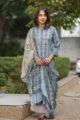 Image for Kusvaa Kuoj82 Glacier Blue And Beige Kurta Dupatta Set Front