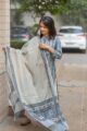 Image for Kusvaa Kuoj82 Glacier Blue And Beige Kurta Dupatta Set Side