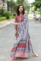 Image for Kusvaa Kuoj83 Mexican Red And Rock Blue Kurta Dupatta Pant Set Front 2