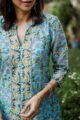 Image for Kusvaa Ws471 Baby Blue Handblock Kurta Dupatta Set Closeup