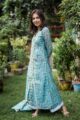Image for Kusvaa Ws471 Baby Blue Handblock Kurta Dupatta Set Side