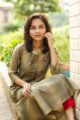 Image for Kusvaa Ws472 Uniform Green Beige Stripe Chanderi Kurta Closeup 3