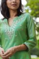 Image for Kusvaa Ws475 Emerald Green Gota Patti Kurta Closeup