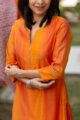Image for Kusvaa Ws477 Tahiti Gold Chanderi Straight Kurta Closeup