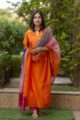 Image for Kusvaa Ws477 Tahiti Gold Chanderi Straight Kurta Front 2