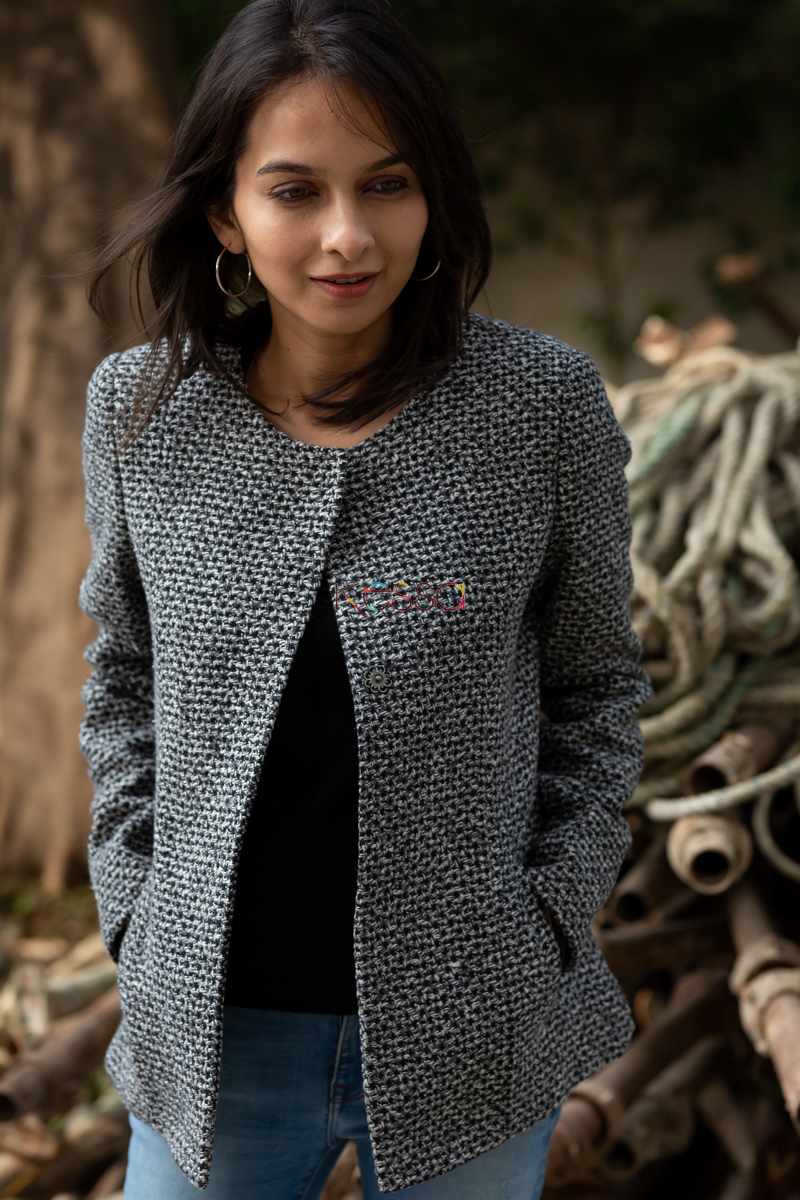 Image for Kusvaa Kj02 Checks Woolen Front Button Coat Featured