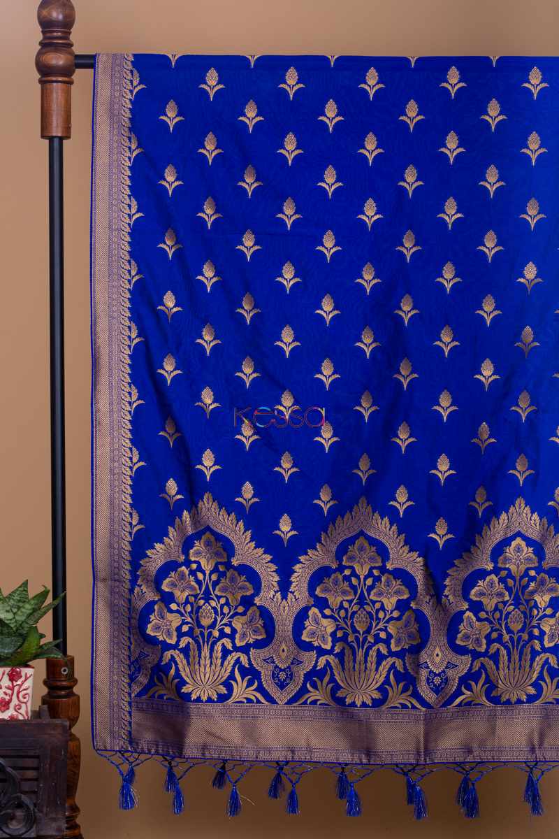 Image for Kusvaa Kudu63 Royal Blue Choti Jaal Border Dupatta Featured