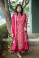 Image for Kusvaa Kuoj94 Flush Mahogany And Cream Pashmina Kurta Dupatta Set Front