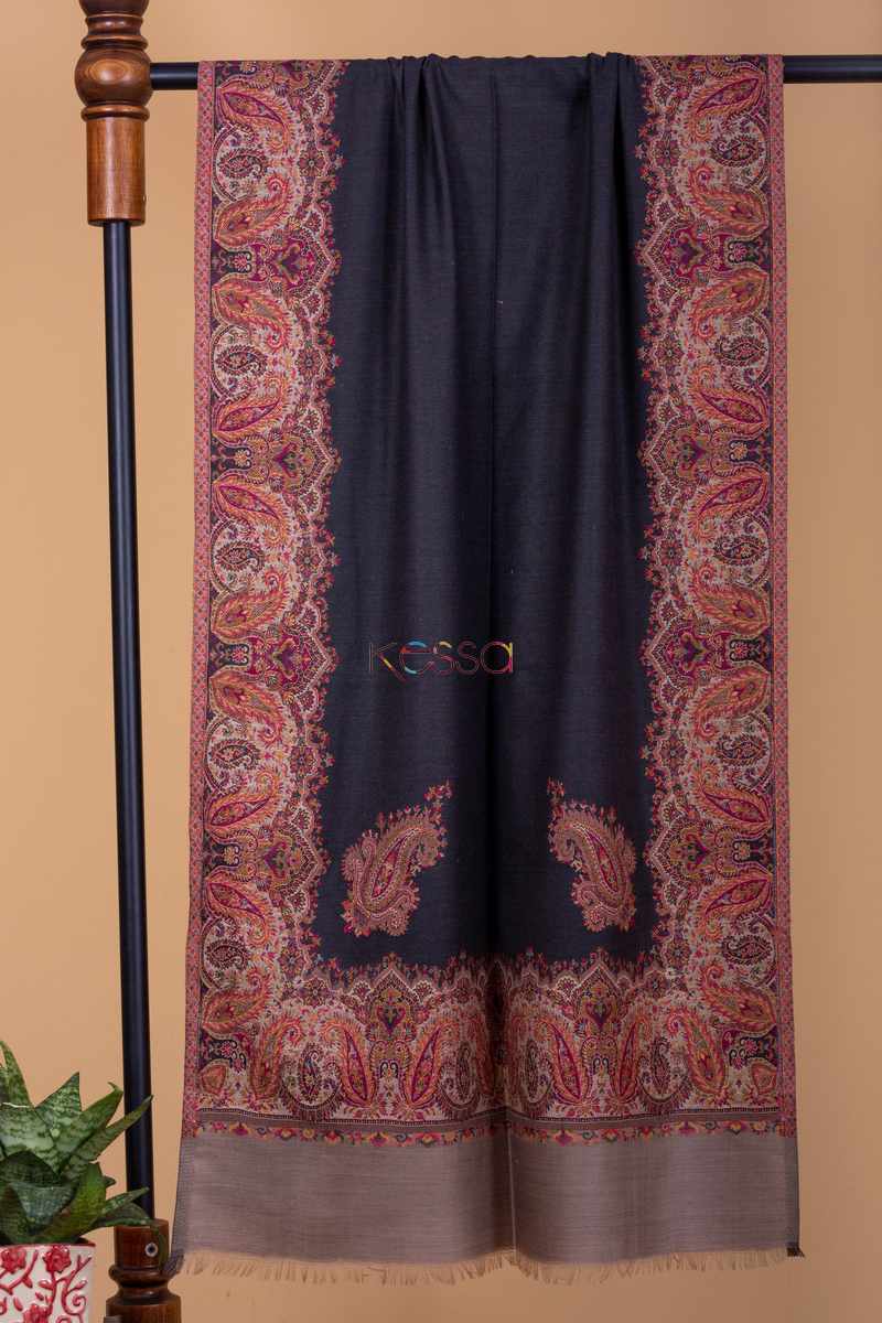 Image for Kusvaa Kusl04 Black Paisely Wool Stole Featured