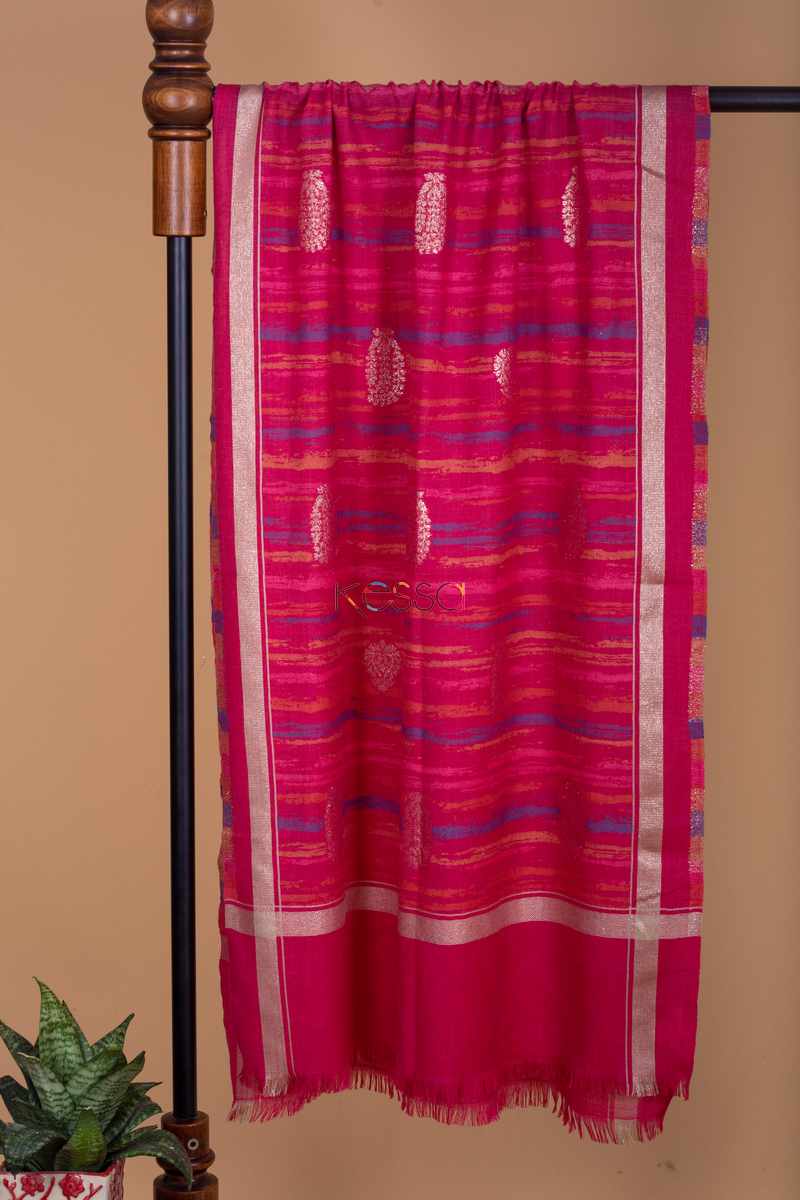 Image for Kusvaa Kusl15 Red With Zari Booti Stole Front