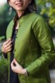 Image for Kusvaa Sj08 Trendy Green Double Full Sleeves Jacket Closeup