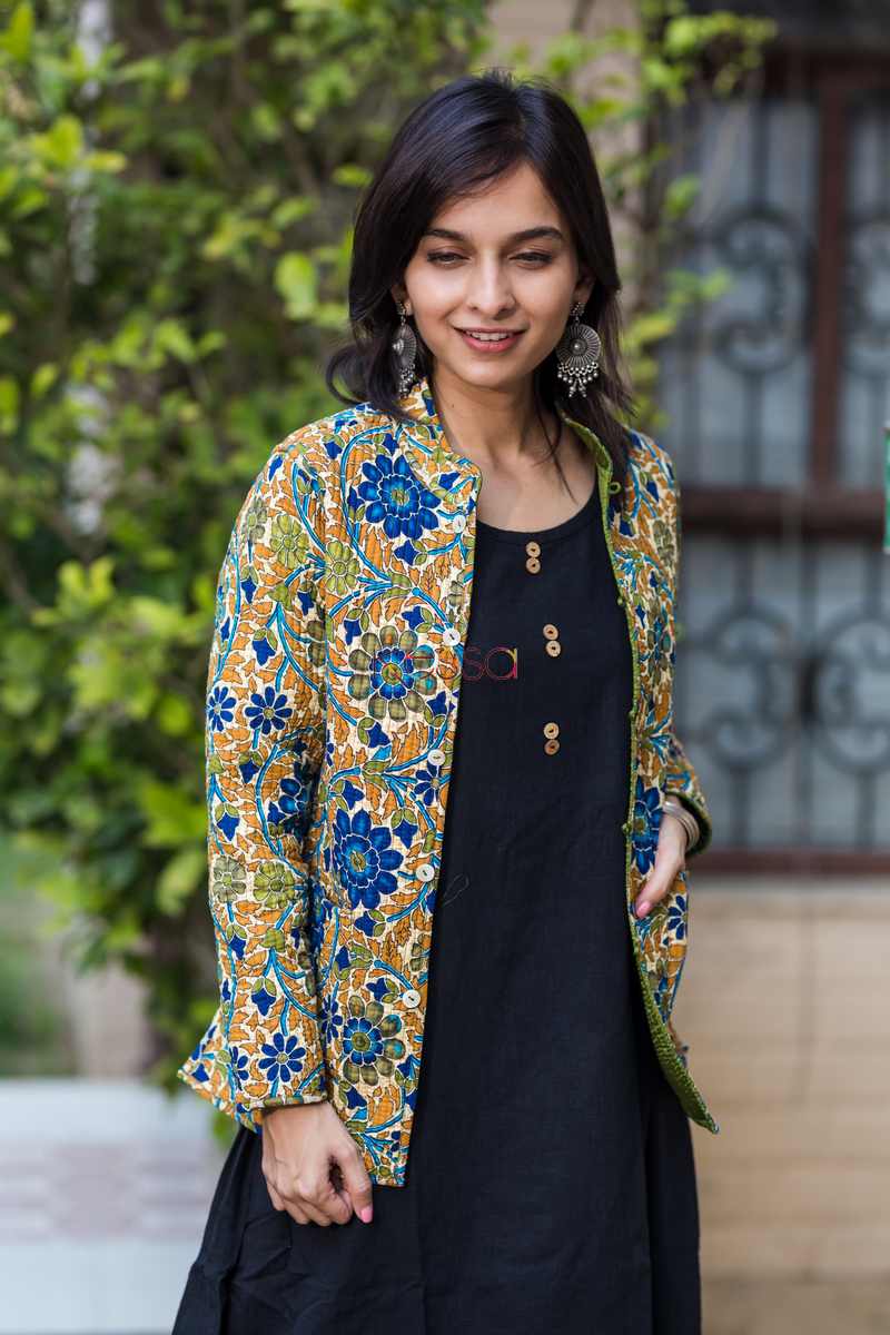 Image for Kusvaa Sj08 Trendy Green Double Full Sleeves Jacket Side D