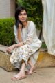 Image for Kusvaa Sr61 White Foil Gold Print Straight Kurta Closeup 2