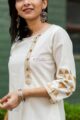 Image for Kusvaa Sr61 White Foil Gold Print Straight Kurta Closeup