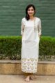 Image for Kusvaa Sr61 White Foil Gold Print Straight Kurta Front