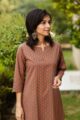Image for Kusvaa Taf14 Coral Tree Small Flower Screen Print Kurta Closeup