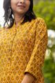 Image for Kusvaa Taf15 Tangerine Printed Straight Fit Kurta Closeup