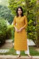 Image for Kusvaa Taf15 Tangerine Printed Straight Fit Kurta Front