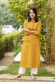Image for Kusvaa Taf15 Tangerine Printed Straight Fit Kurta Side