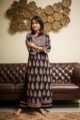 Image for Kusvaa Wa297a Black And Blue Ajrakh Kurta Pant Set Front