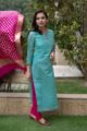 Image for Kusvaa Ws470a Tiffany Green Banarasi Chanderi Straight Kurta Side