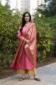 Image for Kusvaa Ws483a Creamy Pink Remi Satin Straight Kurta Dupatta