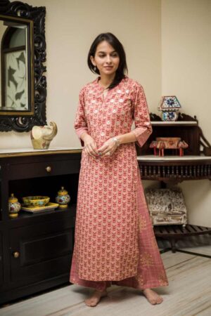 Image for Kusvaa Ws488 Copper Rust Kurta Pant Set Featured