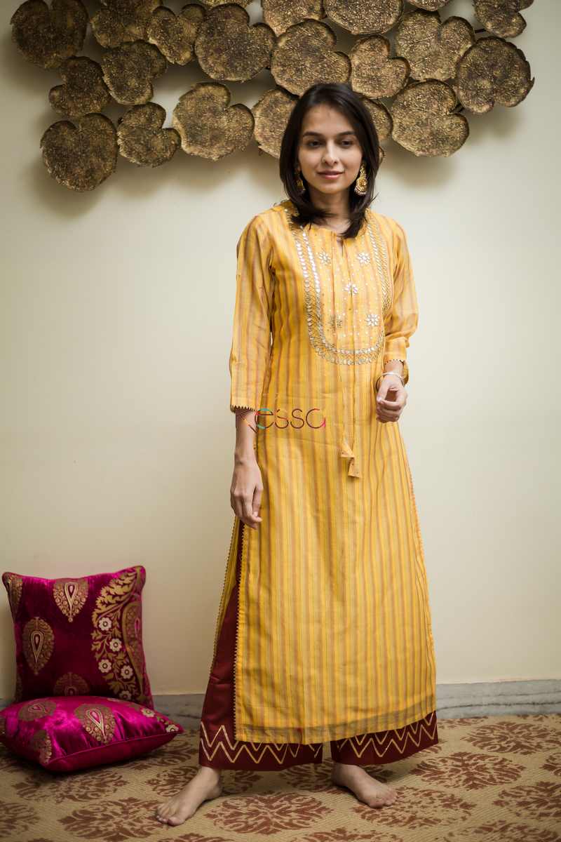 Image for Kusvaa Ws491 Tulip Tree Chanderi Kurta Featured