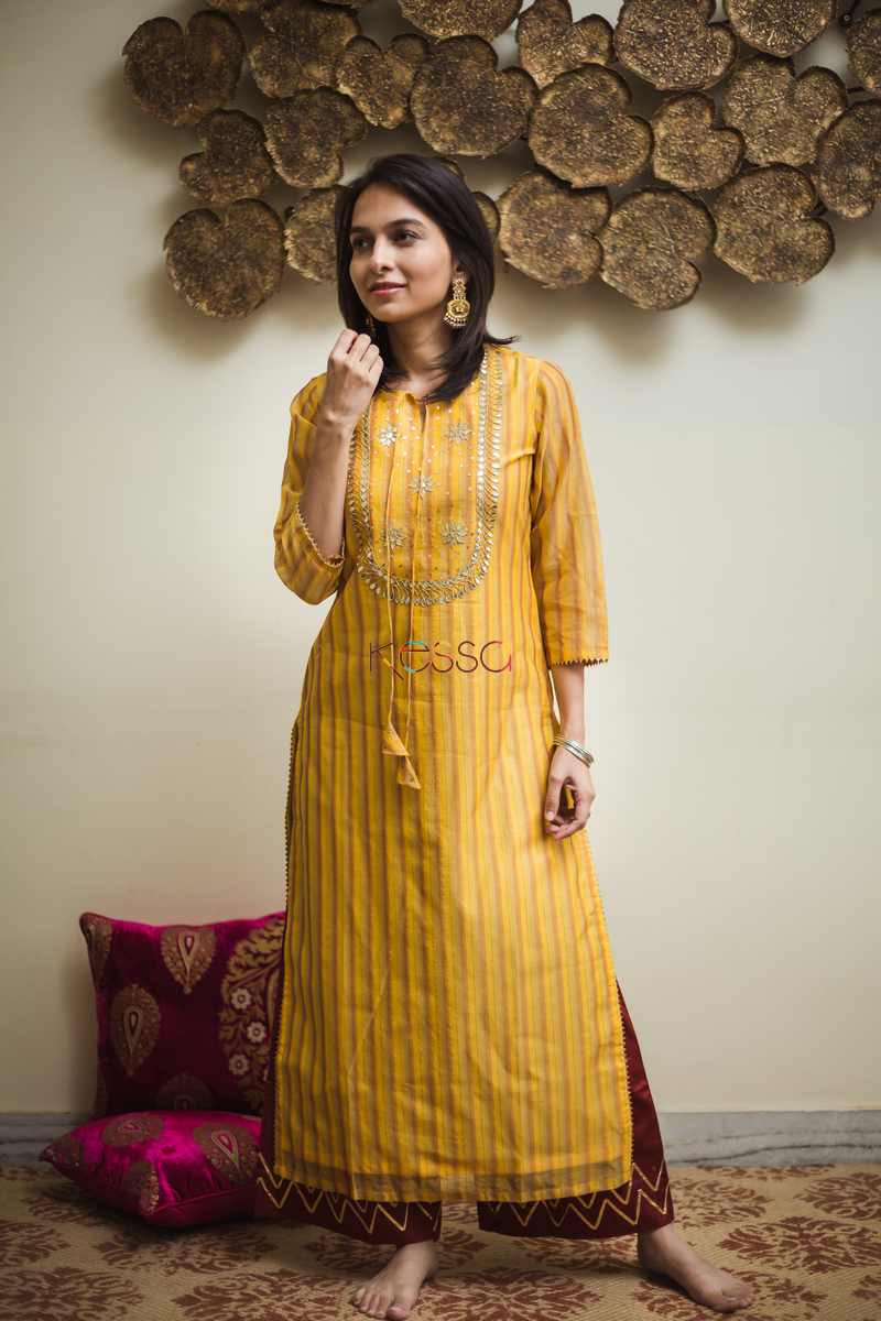 Image for Kusvaa Ws491 Tulip Tree Chanderi Kurta Side 2